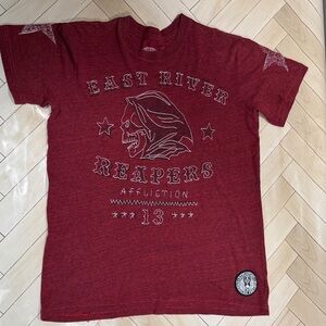 Affliction Men's Maroon Graphic Tee east river reapers small
